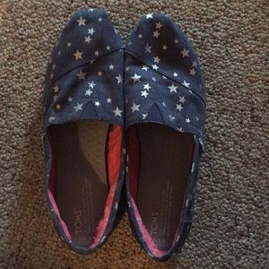 Toms size 9.5 blue with silver stars